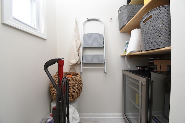 interior space featuring beverage cooler