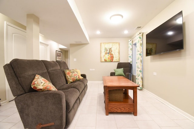 view of tiled living room