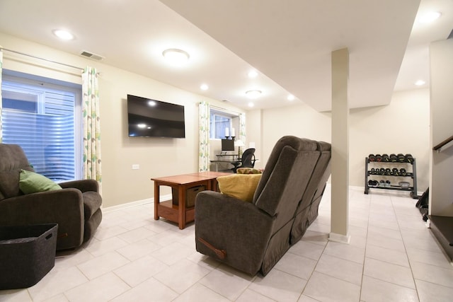 view of tiled living room