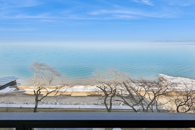 property view of water featuring a view of the beach