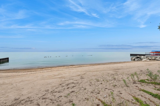 view of water feature with a view of the beach