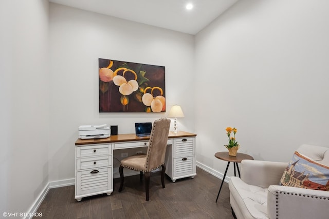 office featuring dark hardwood / wood-style flooring