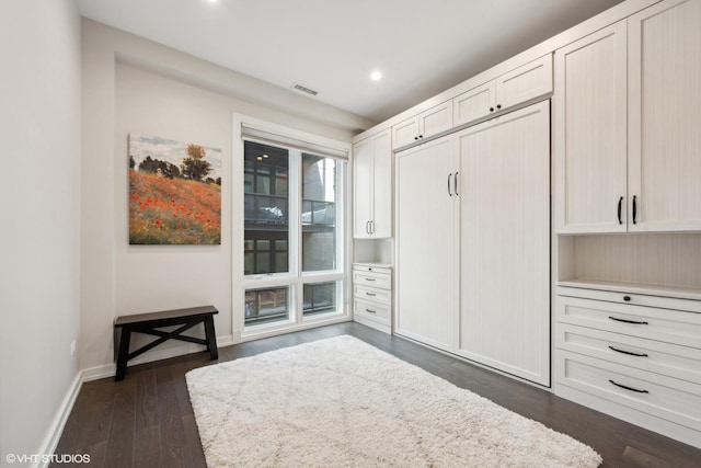 interior space featuring a closet and dark hardwood / wood-style floors