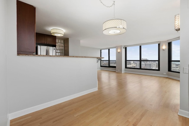 unfurnished living room featuring light hardwood / wood-style floors