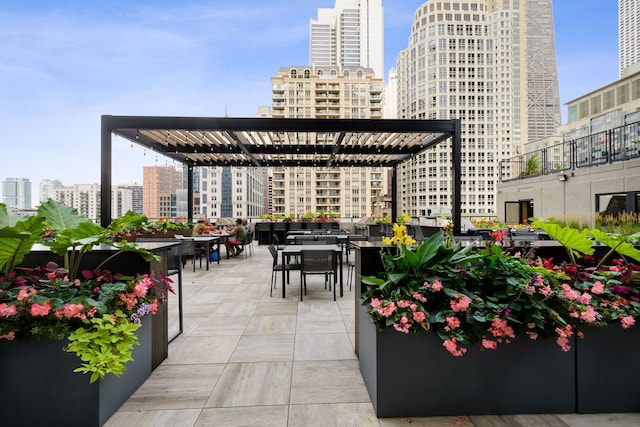 view of patio featuring a pergola