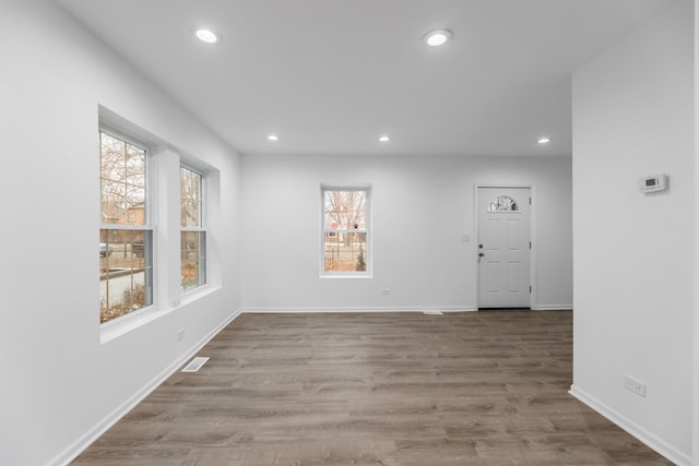 interior space with light hardwood / wood-style floors