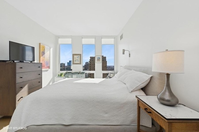 bedroom featuring expansive windows