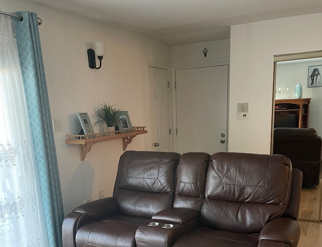 living room with a healthy amount of sunlight and hardwood / wood-style floors