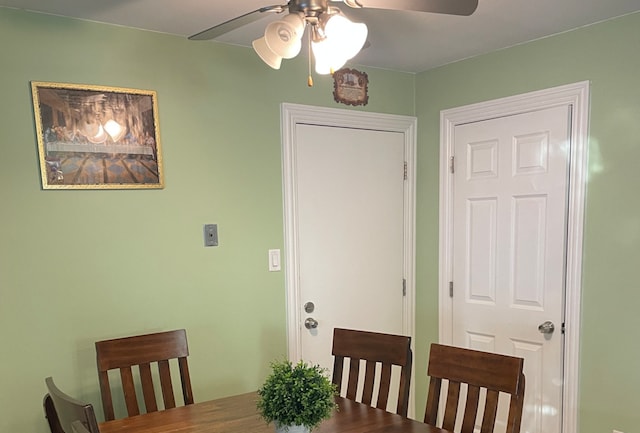 dining area featuring ceiling fan