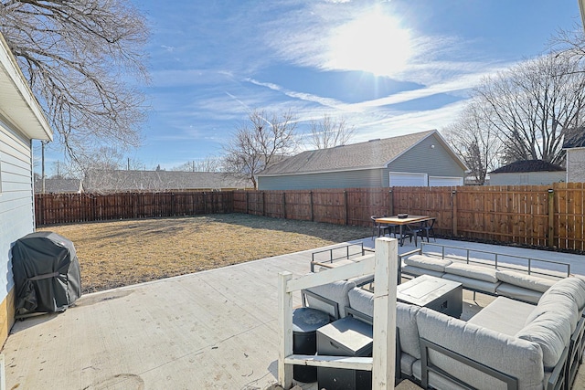 view of patio / terrace featuring area for grilling and outdoor lounge area