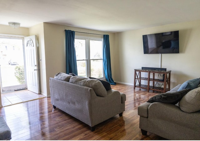 living room featuring hardwood / wood-style flooring