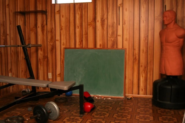 interior space with wood walls