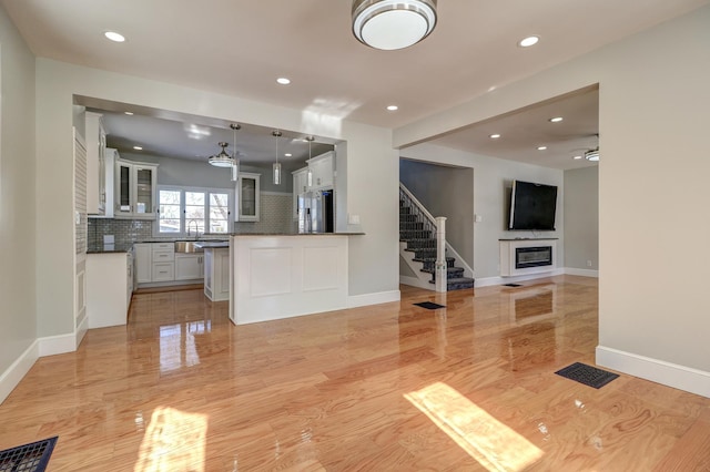 living room with sink