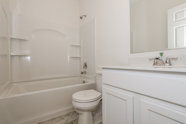 full bathroom with vanity, toilet, and tub / shower combination