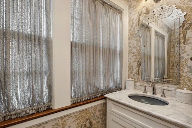 621 E Prospect Ave, Lake Bluff, IL 60044 - bathroom with wallpapered walls and vanity