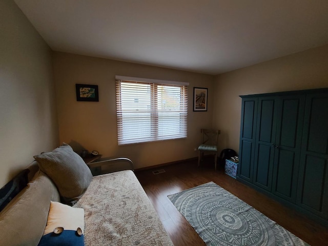 sitting room featuring dark wood-type flooring