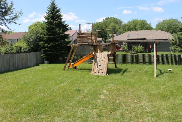 view of play area with a yard