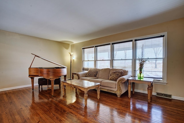 living room featuring dark hardwood / wood-style flooring