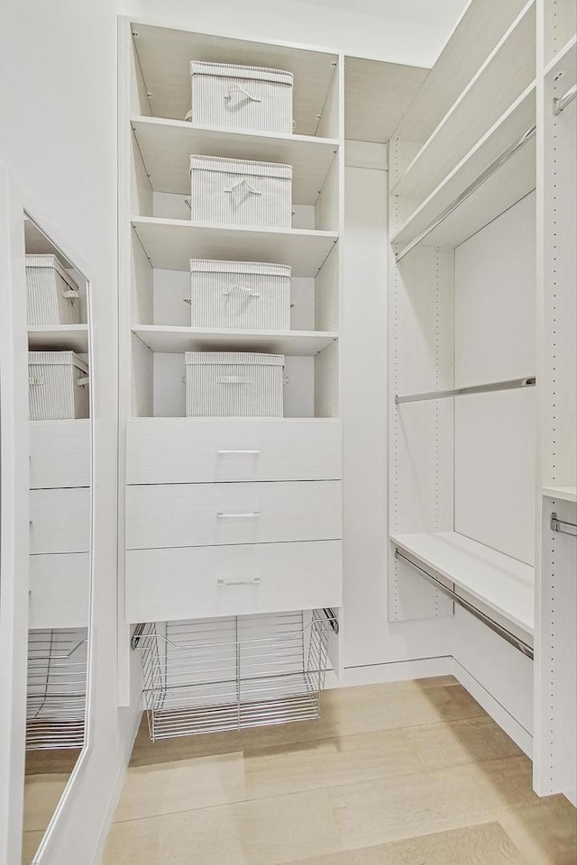 spacious closet with wood finished floors