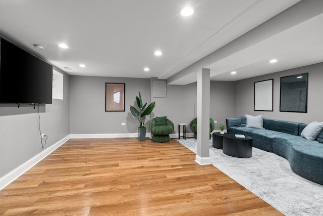 living room featuring light hardwood / wood-style flooring