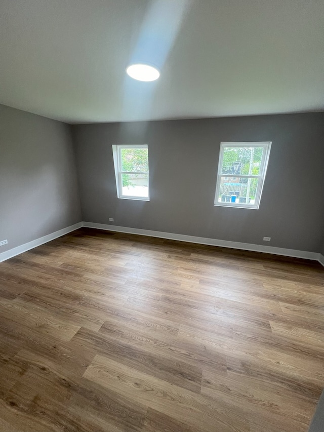 spare room with a healthy amount of sunlight and light wood-type flooring