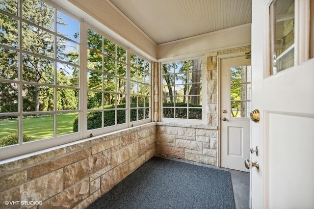 view of unfurnished sunroom