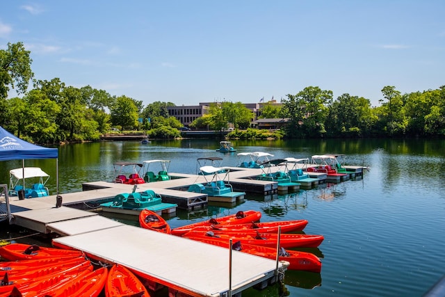 view of dock featuring a water view