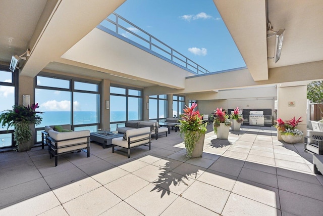 lobby featuring a water view