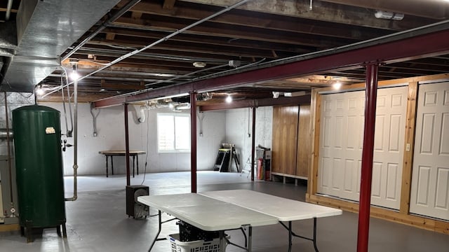 basement with water heater