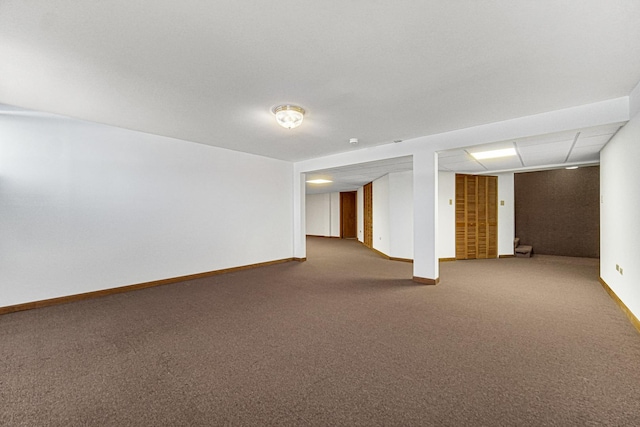 basement with carpet floors