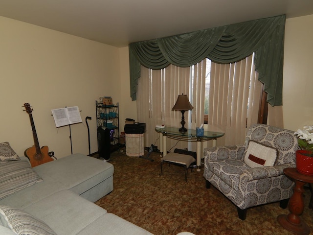 living room featuring carpet floors