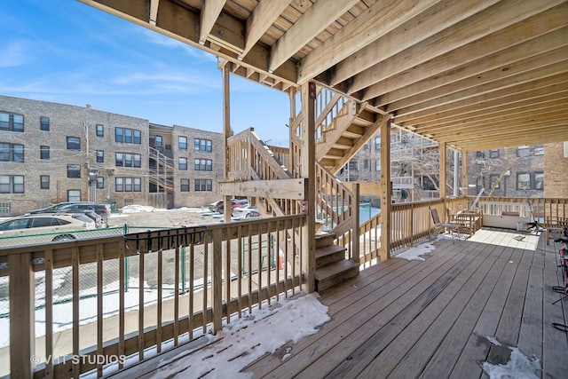 wooden terrace with stairs