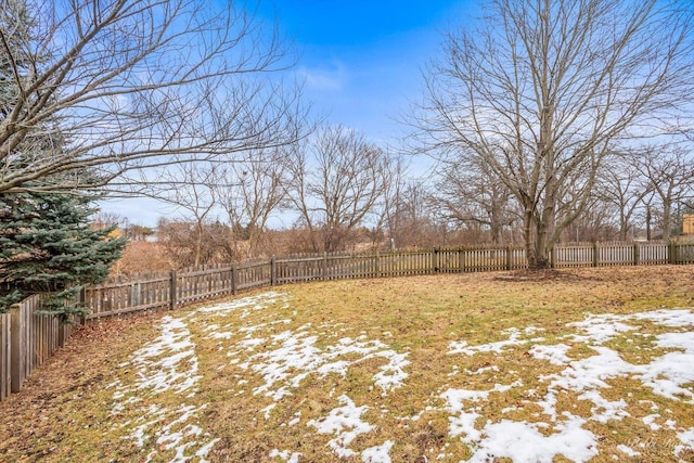 view of yard covered in snow