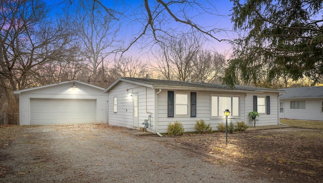 single story home with a garage