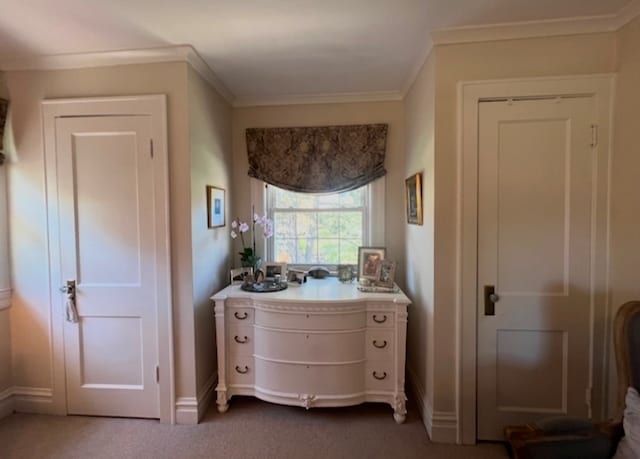 interior space featuring crown molding