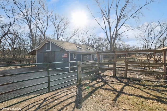 exterior space with an outbuilding