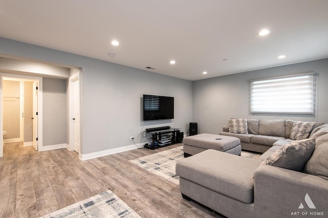 living room featuring light hardwood / wood-style floors