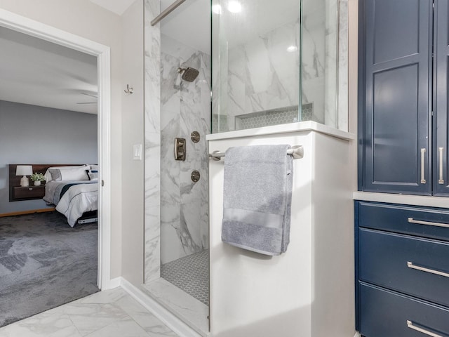 bathroom featuring a tile shower