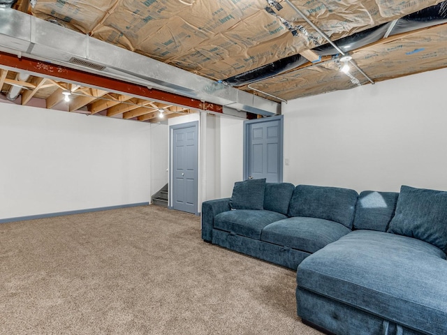 living room with carpet floors