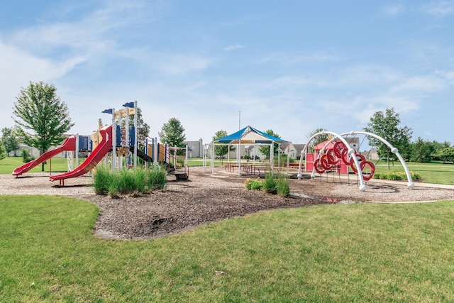 view of play area with a lawn