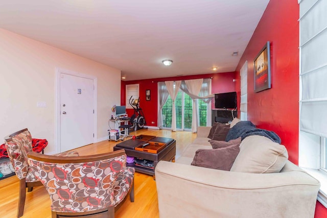 living room featuring light hardwood / wood-style flooring