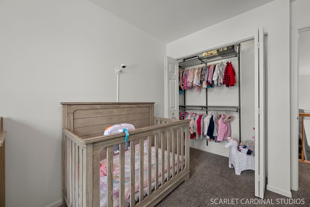 carpeted bedroom with a closet