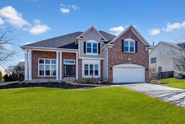 view of front of house featuring a garage and a front yard