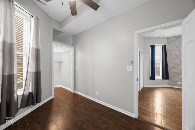 interior space with dark hardwood / wood-style flooring