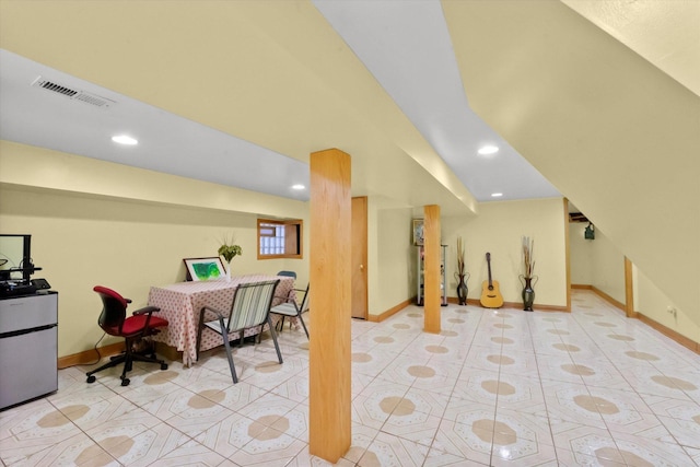 interior space featuring light tile patterned flooring