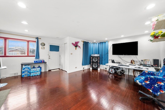 living room with hardwood / wood-style flooring