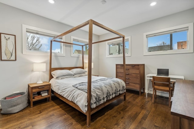 bedroom featuring dark wood-type flooring