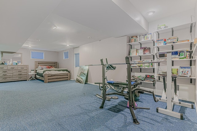 exercise room with carpet floors