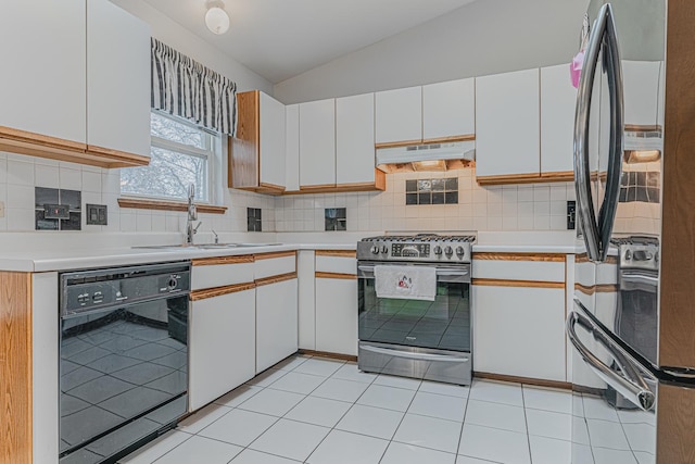 kitchen with white cabinetry and appliances with stainless steel finishes