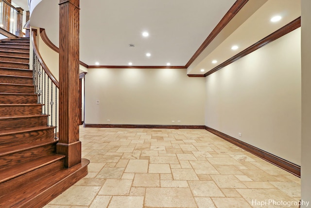 basement with ornamental molding